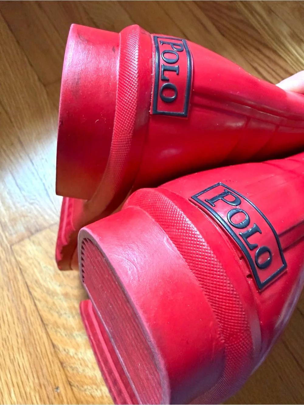 Polo Ralph Lauren Phoebe Red Tall Rubber Rain Waterproof Boots Women's Size 7